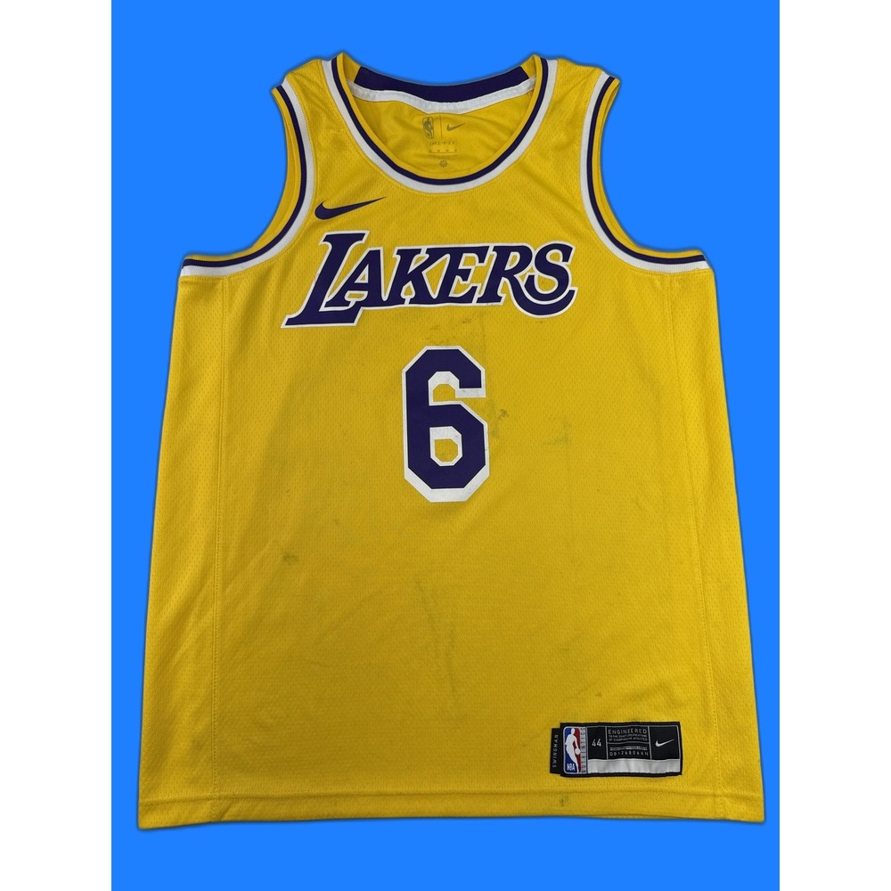 Nike Lakers LeBron James NBA Basketball Jersey Tank Top 44 Yellow Sports